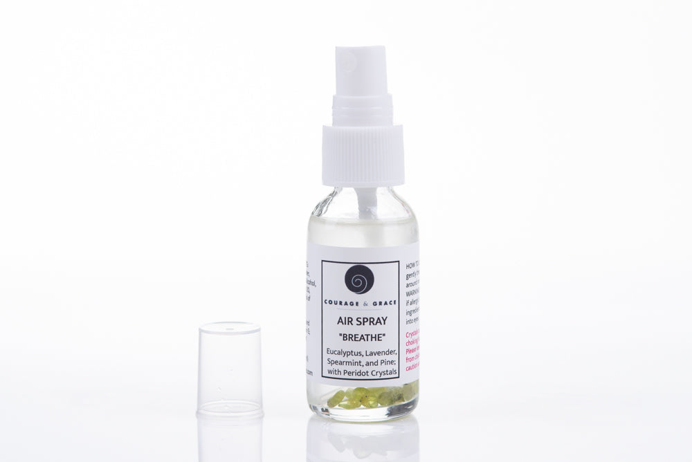 BREATHE AIR SPRAY with Peridot Crystals