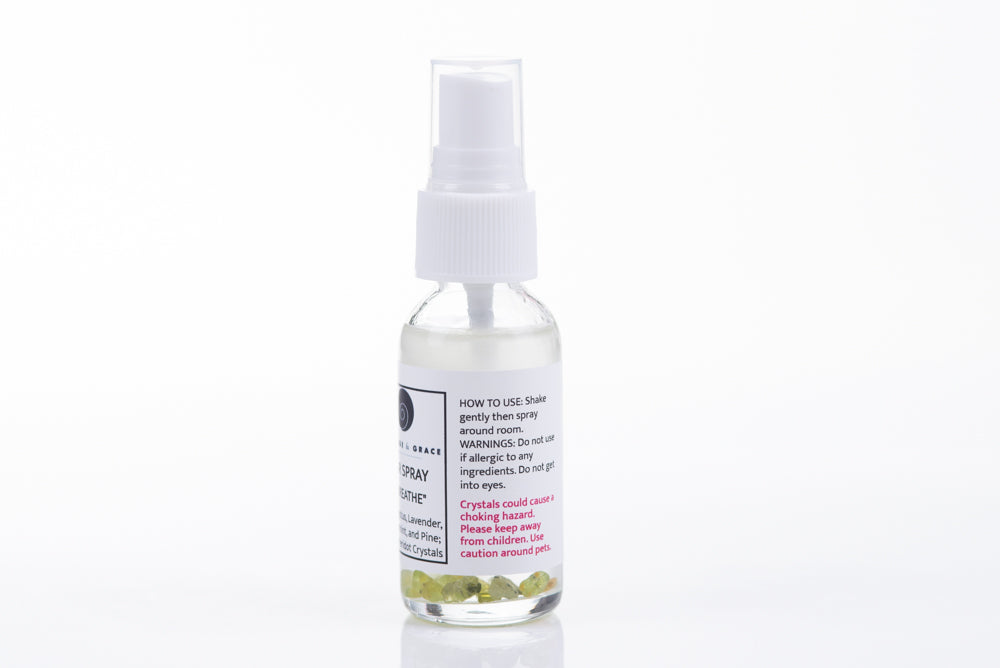 BREATHE AIR SPRAY with Peridot Crystals