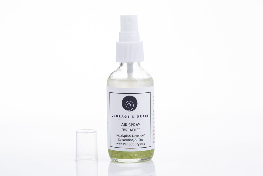 BREATHE AIR SPRAY with Peridot Crystals