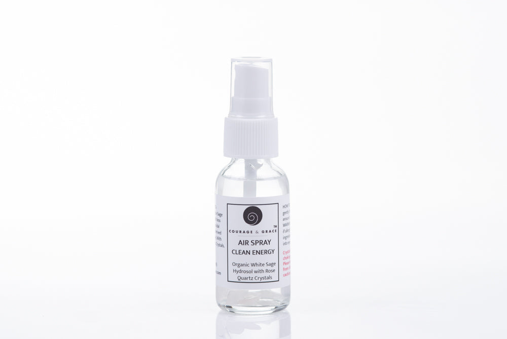 CLEAN ENERGY WHITE SAGE HYDROSOL with Rose Quartz Crystals